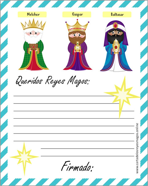 Carta de los Reyes Magos para los niños