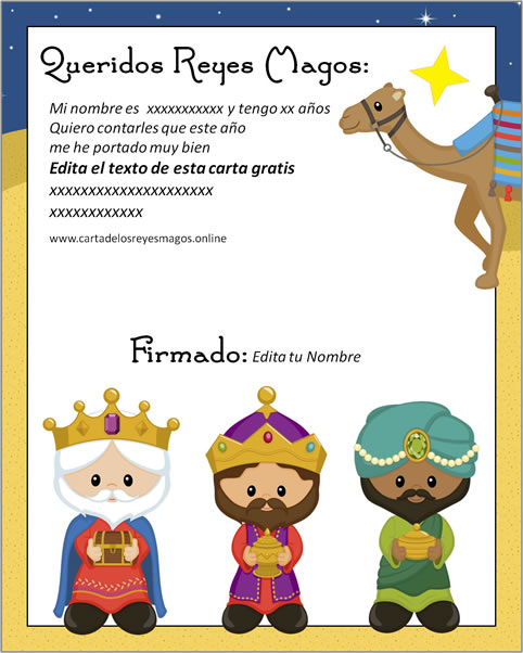 Carta Reyes Magos gratis