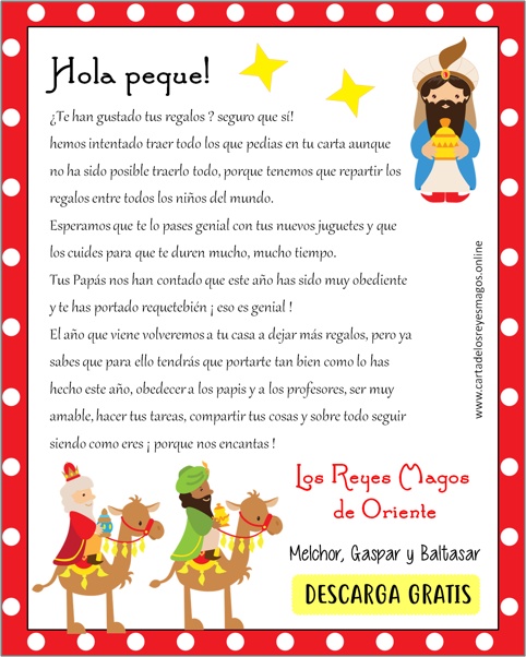 Carta de los Reyes Magos a los Niños