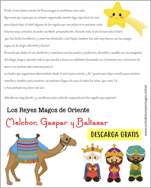 Carta de los Reyes magos a los niños