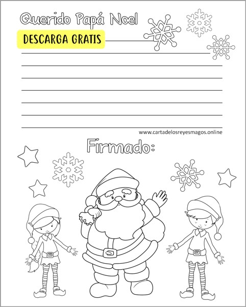 Carta a Santa Claus para imprimir y colorear