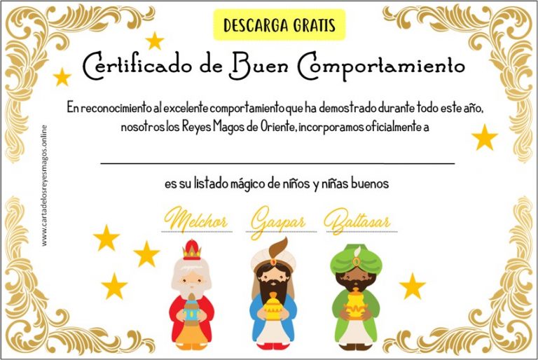 Certificado De Comportamiento De Reyes Magos