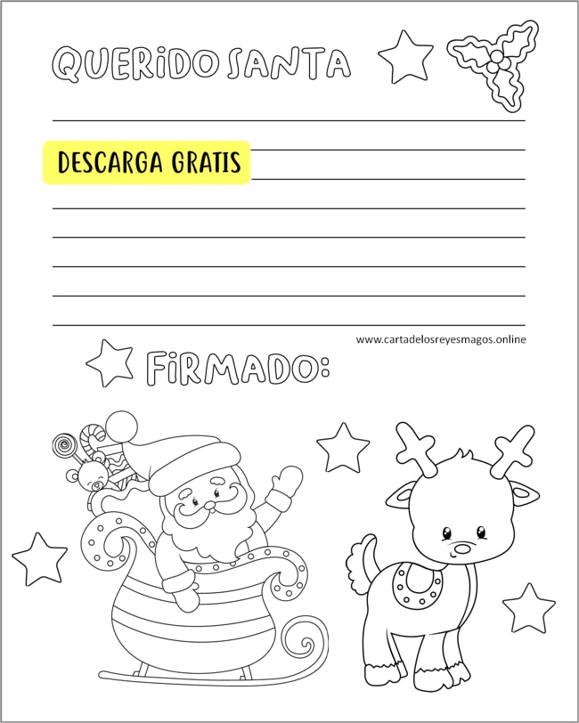 Carta a Santa Claus para colorear