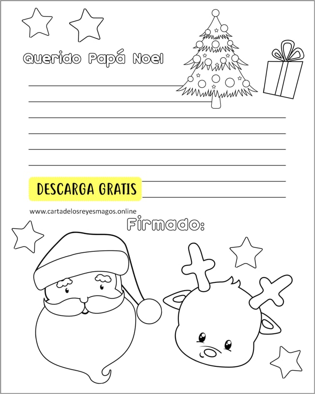 Cartas a Papá Noel para niños colorear