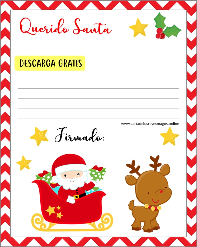 Carta a Santa Claus para rellenar