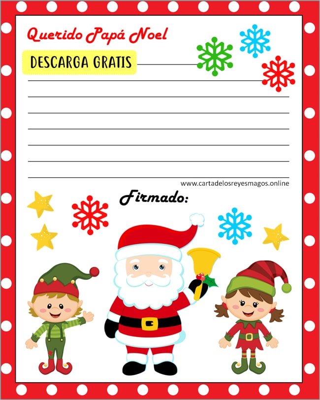 Carta a Santa Claus para imprimir y rellenar