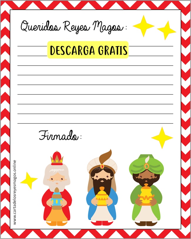 Carta de los Reyes Magos para rellenar