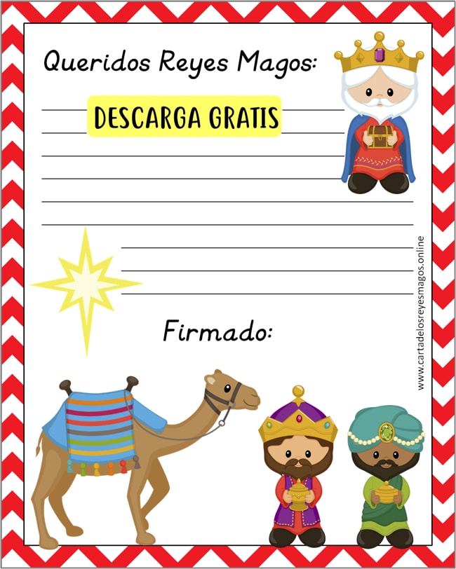 Carta Reyes Magos divertida para niños