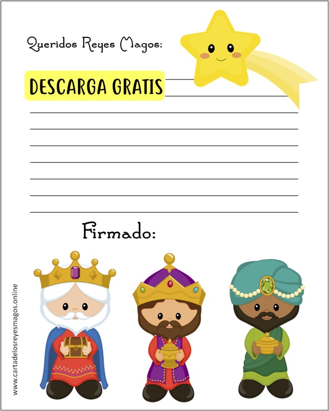 Carta Reyes Magos para rellenar e imprimir PDF