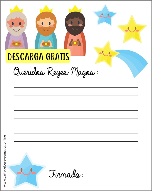 Carta editable Reyes Magos para rellenar