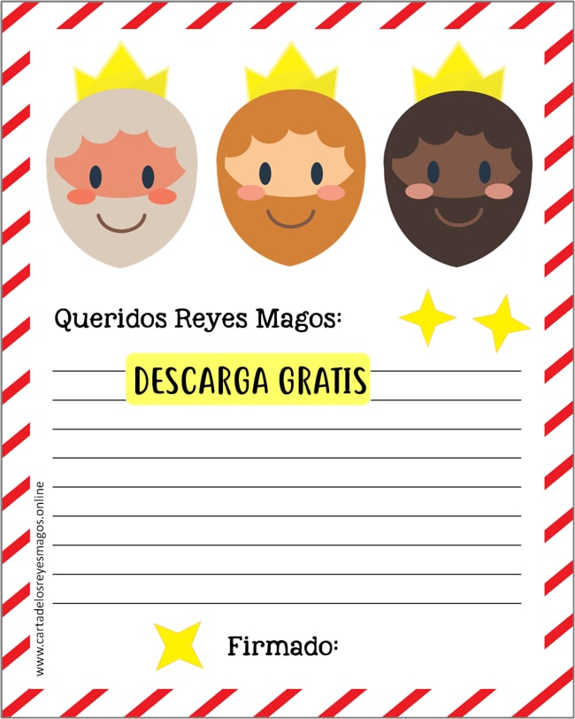 Carta de Reyes Magos para rellenar niños