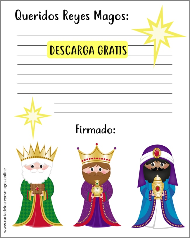 Descargar plantilla carta Reyes Magos en PDF