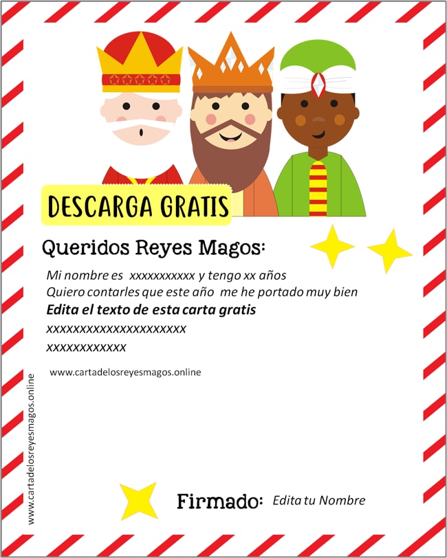 Carta personalizada de los Reyes Magos en PDF
