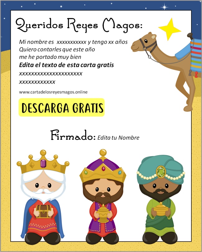 Cómo hacer carta editable de Reyes Magos