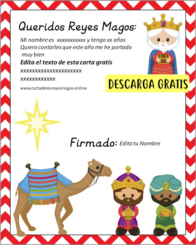 Descargar plantilla Reyes Magos editable PDF