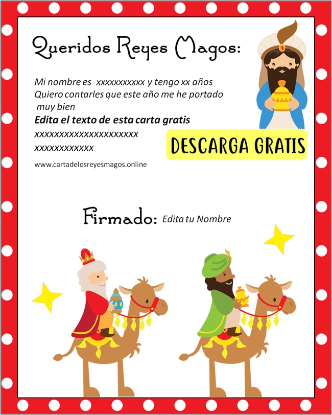 Carta de los Reyes Magos para editar