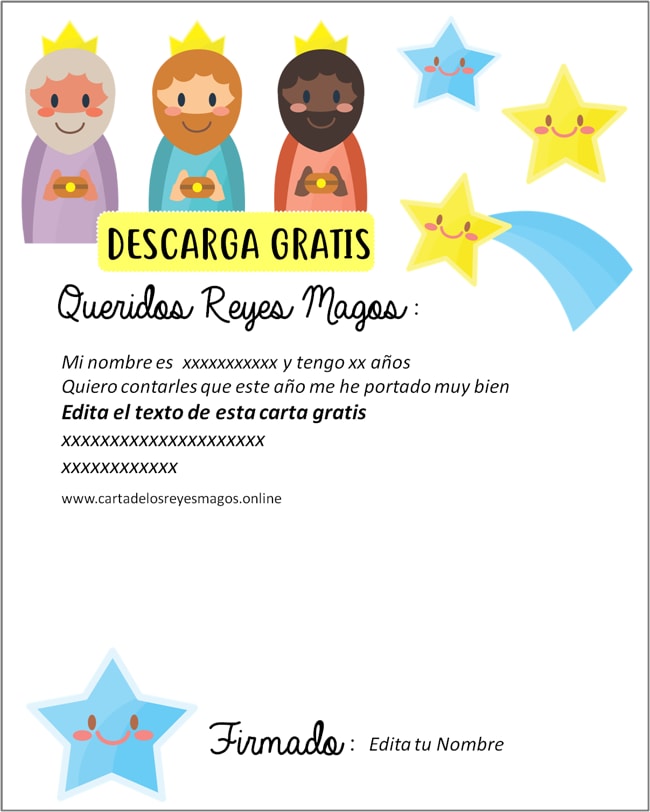 Carta de los Reyes Magos lista para imprimir