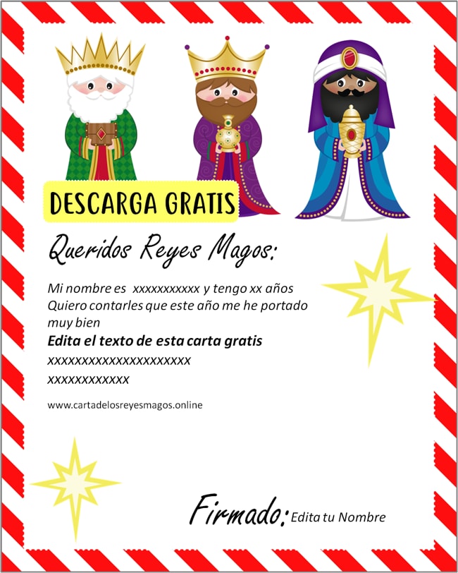 Carta de Reyes Magos para imprimir en PDF