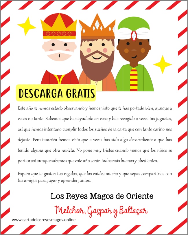 Carta de los Reyes Magos para imprimir