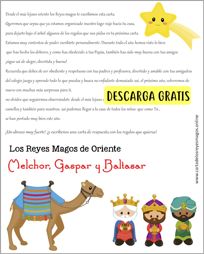 Cartas mágicas de los Reyes Magos para imprimir