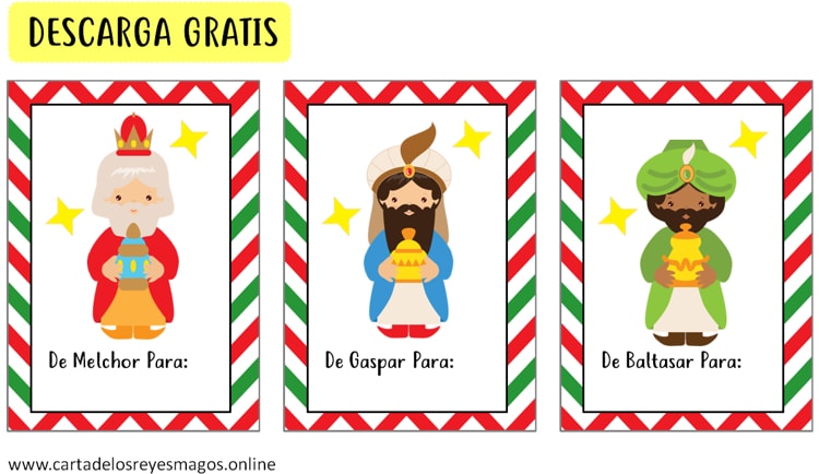 Etiquetas navideñas Reyes Magos para imprimir