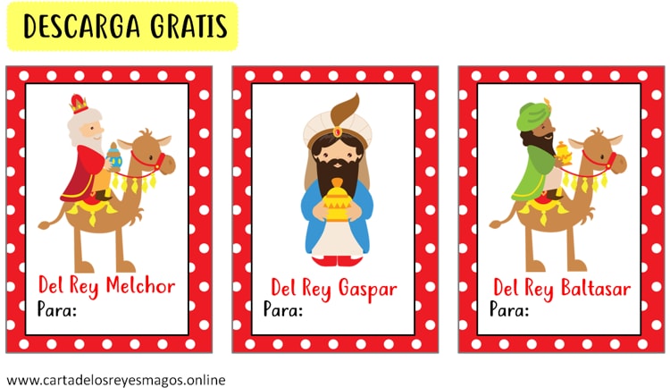Etiquetas Reyes Magos para personalizar e imprimir